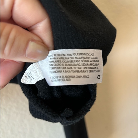 Wild Fable Women Extra Large Solid Ebony Cropped Hoodie Sweatshirt White Strings - Picture 4 of 6